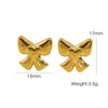 1 Pair IG Style Elegant Simple Style Heart Shape Bow Knot Plating 304 Stainless Steel 14K Gold Plated Drop Earrings Ear Studs