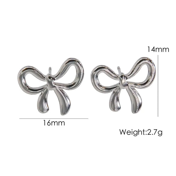 1 Pair IG Style Elegant Simple Style Heart Shape Bow Knot Plating 304 Stainless Steel 14K Gold Plated Drop Earrings Ear Studs