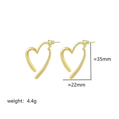 1 Pair IG Style Elegant Simple Style Heart Shape Solid Color 304 Stainless Steel 18K Gold Plated Ear Studs