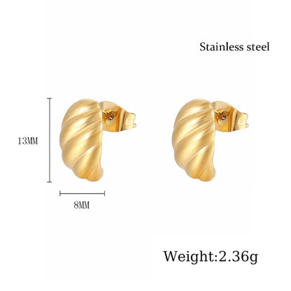 1 Pair IG Style Elegant Simple Style Solid Color Plating 304 Stainless Steel 18K Gold Plated Ear Studs