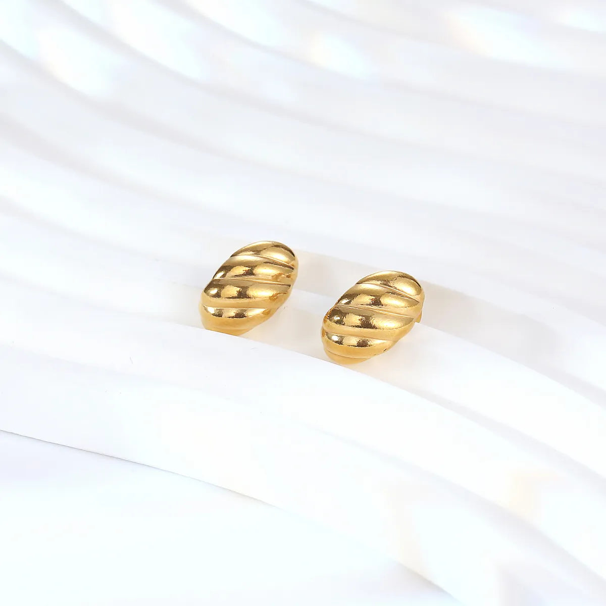 1 Pair IG Style Elegant Simple Style Solid Color Plating 304 Stainless Steel 18K Gold Plated Ear Studs