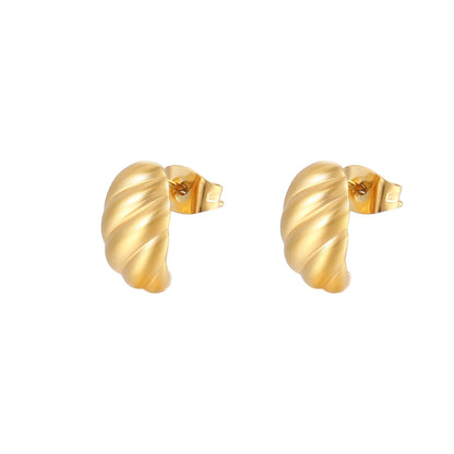 1 Pair IG Style Elegant Simple Style Solid Color Plating 304 Stainless Steel 18K Gold Plated Ear Studs