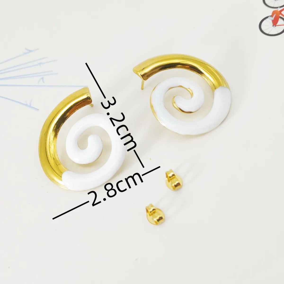 1 Pair IG Style Elegant Spiral Stripe Thread 304 Stainless Steel 18K Gold Plated Ear Studs