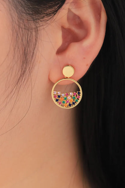 1 Pair Ig Style Elegant Streetwear Round Plating Inlay Brass Zircon 18k Gold Plated Ear Studs