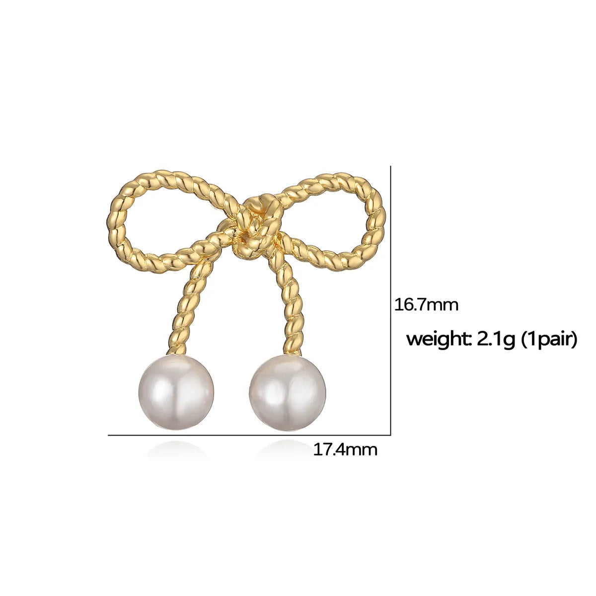 1 Pair IG Style Elegant Sweet Bow Knot Inlay Copper Artificial Pearls Zircon 18K Gold Plated Ear Studs