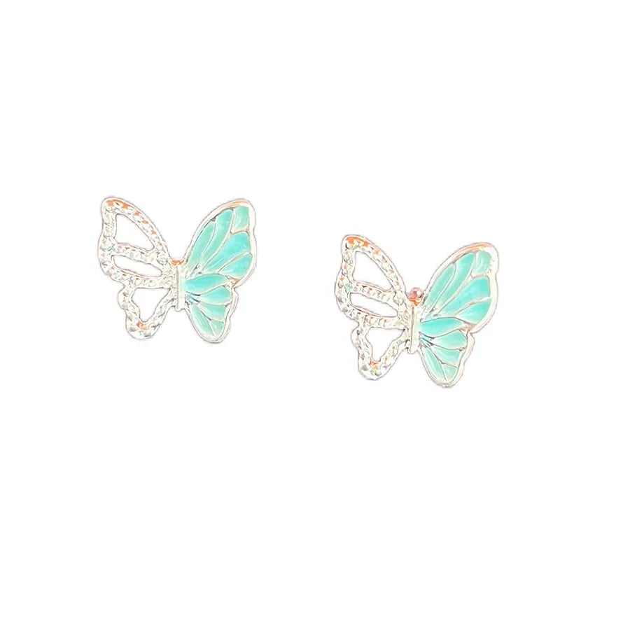 1 Pair IG Style Elegant Sweet Butterfly Three-Dimensional Hollow Out Alloy Ear Studs