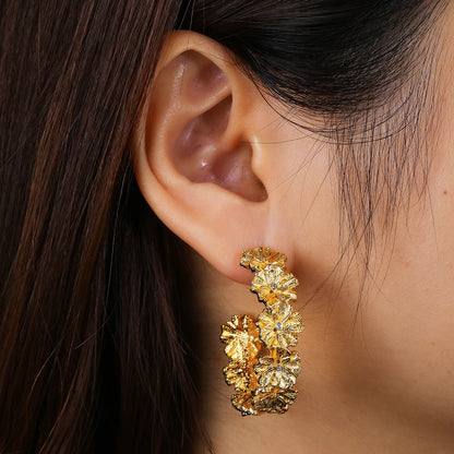 1 Pair IG Style Elegant Sweet Flower Inlay Copper Zircon 18K Gold Plated Ear Studs