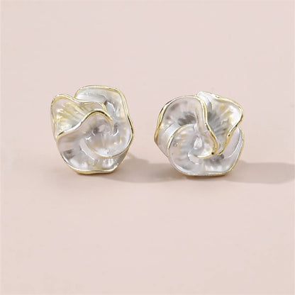 1 Pair IG Style Elegant Sweet Irregular Heart Shape Flower Inlay Sterling Silver Artificial Pearls Drop Earrings Ear Studs