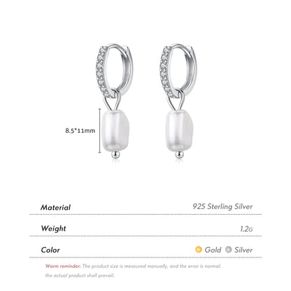 1 Pair Ig Style Elegant Sweet Irregular Plating Inlay Sterling Silver Pearl 14k Gold Plated Rhodium Plated Hoop Earrings