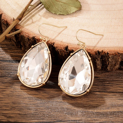 1 Pair IG Style Elegant Water Droplets Alloy Rhinestones Drop Earrings