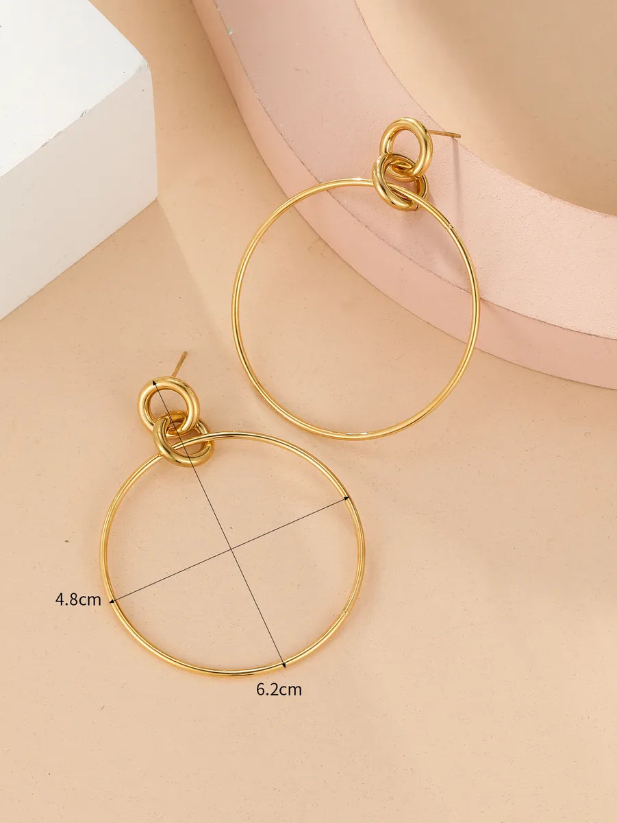 1 Pair Ig Style Exaggerated Circle Plating Stainless Steel 18k Gold Plated Drop Earrings