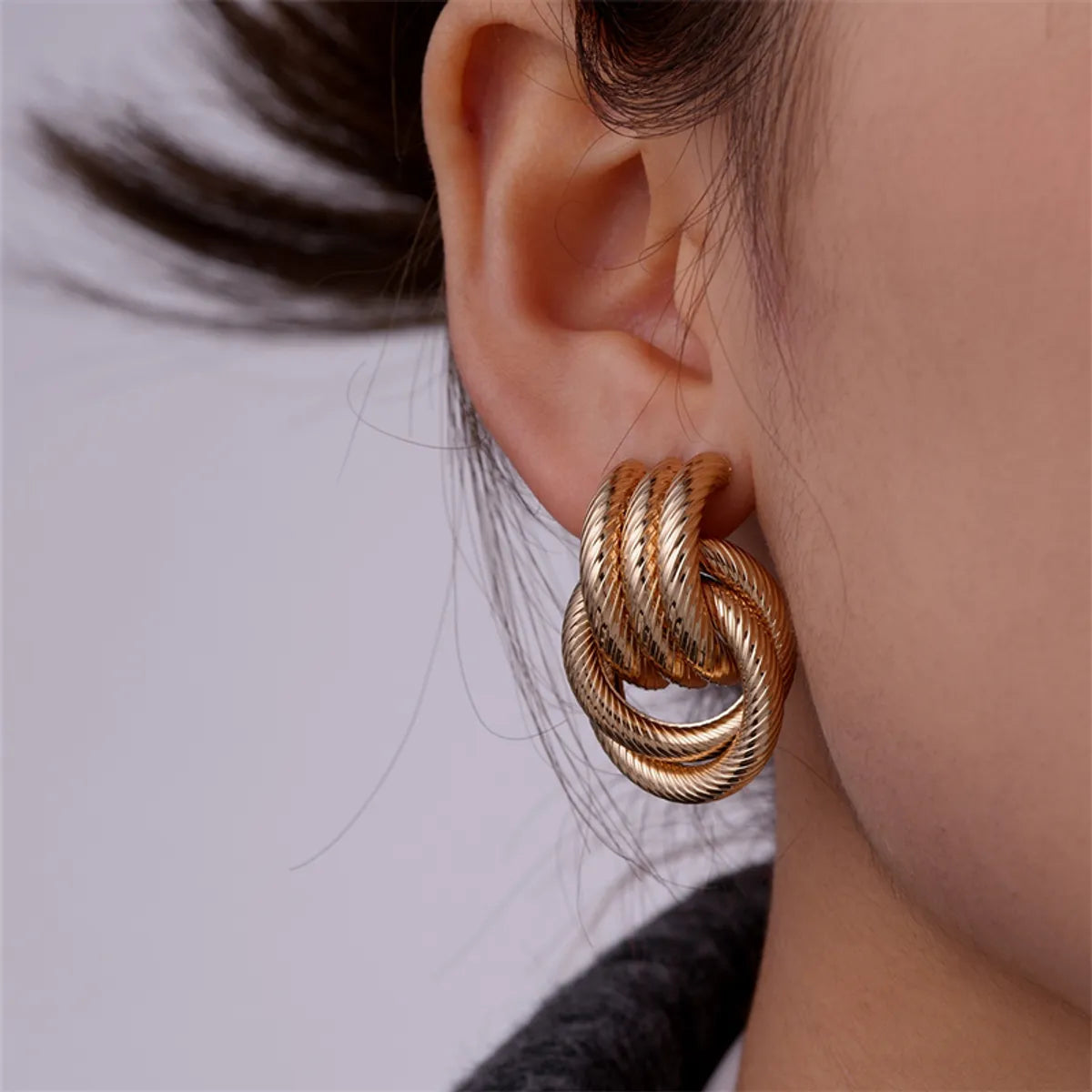 1 Pair Ig Style Exaggerated Double Ring Circle Plating Copper Rose Gold Plated White Gold Plated Gold Plated Ear Studs