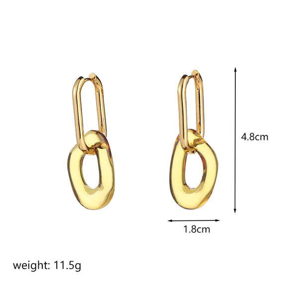 1 Pair Ig Style Exaggerated Double Ring Plating Arylic Copper 18k Gold Plated Drop Earrings