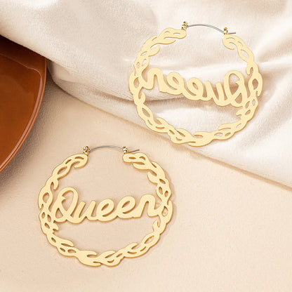 1 Pair Ig Style Exaggerated Geometric Letter Plating Alloy Gold Plated Hoop Earrings