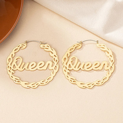 1 Pair Ig Style Exaggerated Geometric Letter Plating Alloy Gold Plated Hoop Earrings