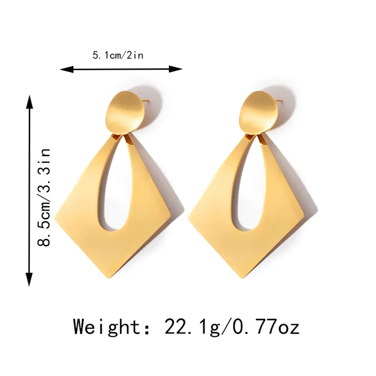 1 Pair IG Style Exaggerated Geometric Polishing Plating Stainless Steel Drop Earrings