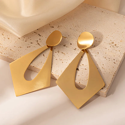 1 Pair IG Style Exaggerated Geometric Polishing Plating Stainless Steel Drop Earrings