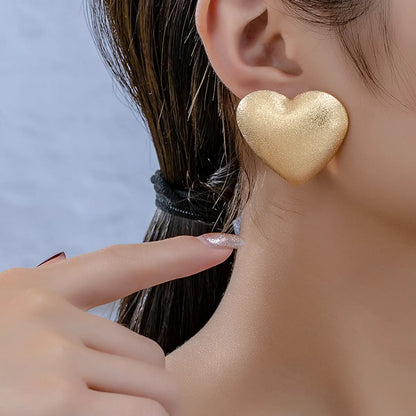 1 Pair Ig Style Exaggerated Heart Shape Plating Alloy 14k Gold Plated Ear Studs