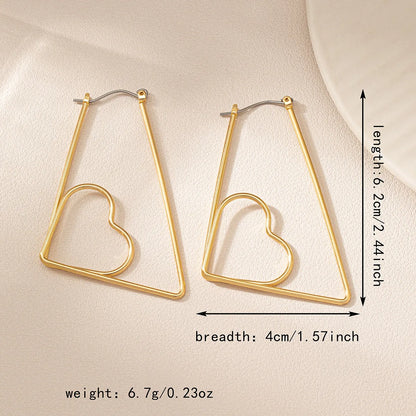 1 Pair IG Style Exaggerated Heart Shape Plating Alloy Earrings