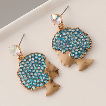 1 Pair Ig Style Exaggerated Human Inlay Alloy Rhinestones Drop Earrings