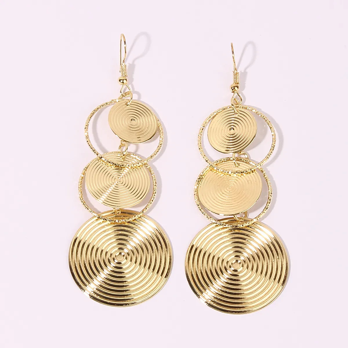 1 Pair IG Style Exaggerated Modern Style Circle Round Metal Gold Plated Drop Earrings