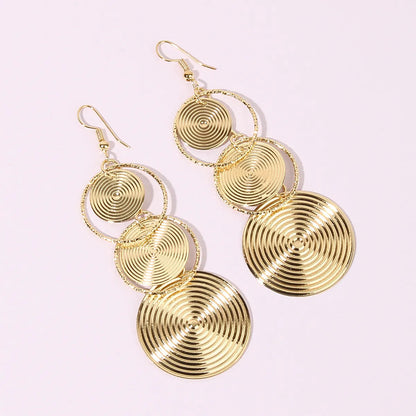 1 Pair IG Style Exaggerated Modern Style Circle Round Metal Gold Plated Drop Earrings