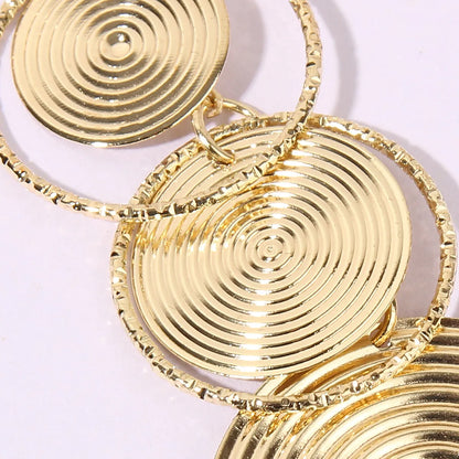 1 Pair IG Style Exaggerated Modern Style Circle Round Metal Gold Plated Drop Earrings