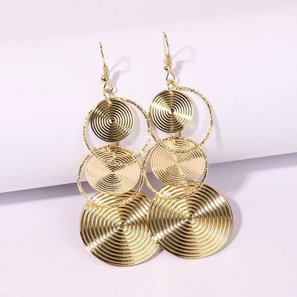 1 Pair IG Style Exaggerated Modern Style Circle Round Metal Gold Plated Drop Earrings