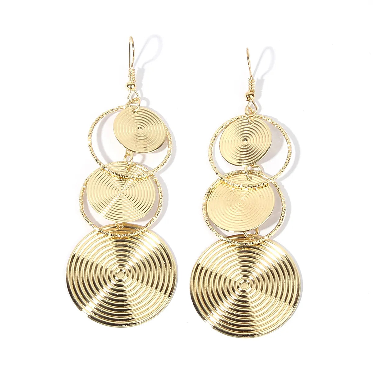 1 Pair IG Style Exaggerated Modern Style Circle Round Metal Gold Plated Drop Earrings