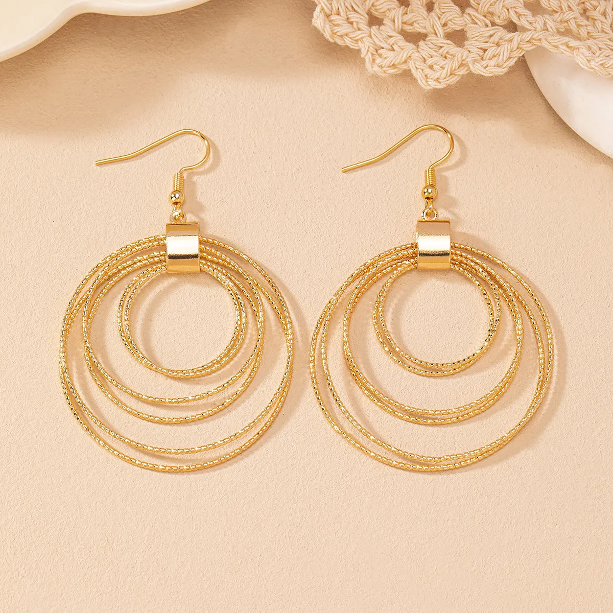 1 Pair IG Style Exaggerated Modern Style Round Hollow Out Iron Drop Earrings