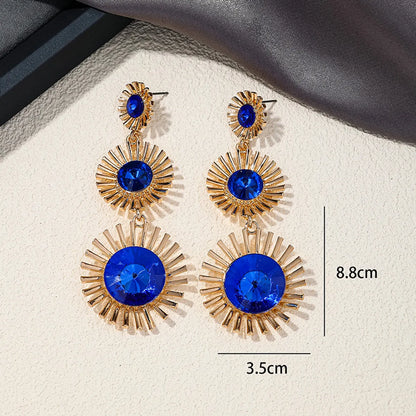 1 Pair Ig Style Exaggerated Round Plating Inlay Alloy Acrylic 14k Gold Plated Drop Earrings