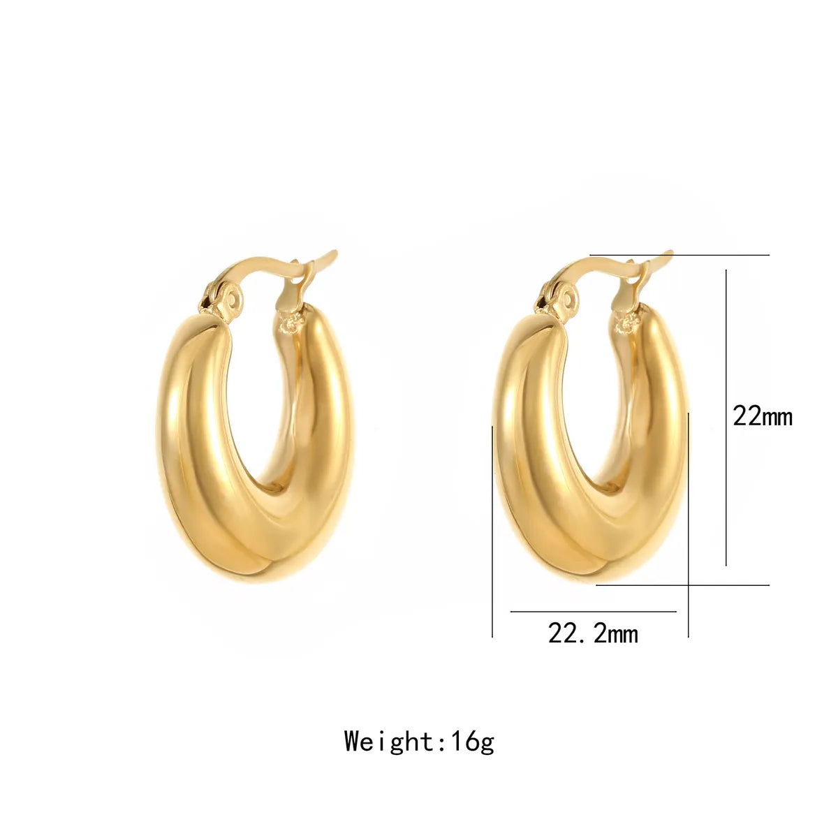 1 Pair IG Style Exaggerated Shiny Solid Color Stainless Steel Titanium Steel Gold Plated Earrings