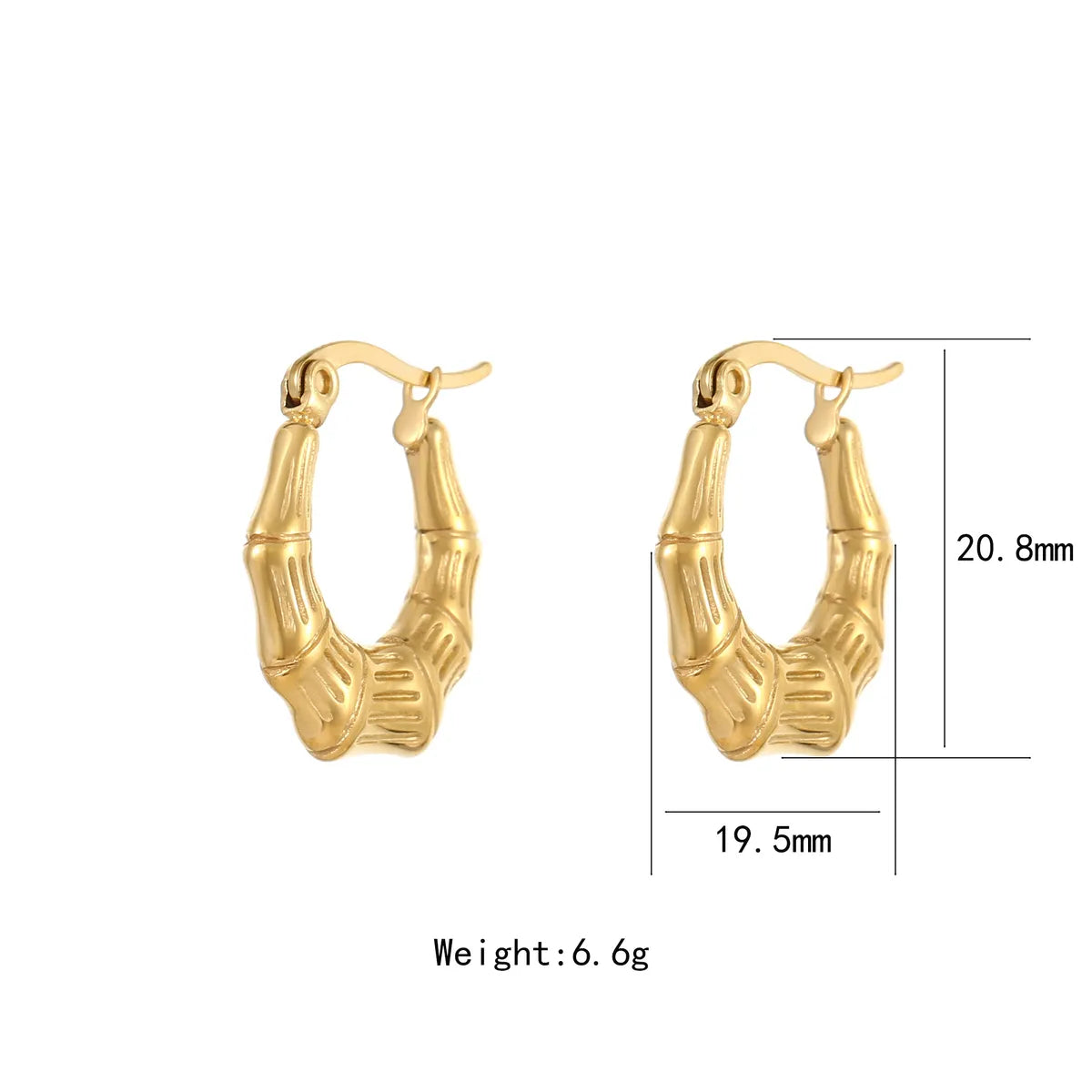 1 Pair IG Style Exaggerated Shiny Solid Color Stainless Steel Titanium Steel Gold Plated Earrings