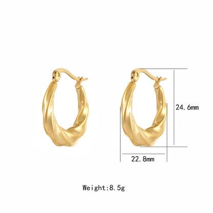 1 Pair IG Style Exaggerated Shiny Solid Color Stainless Steel Titanium Steel Gold Plated Earrings