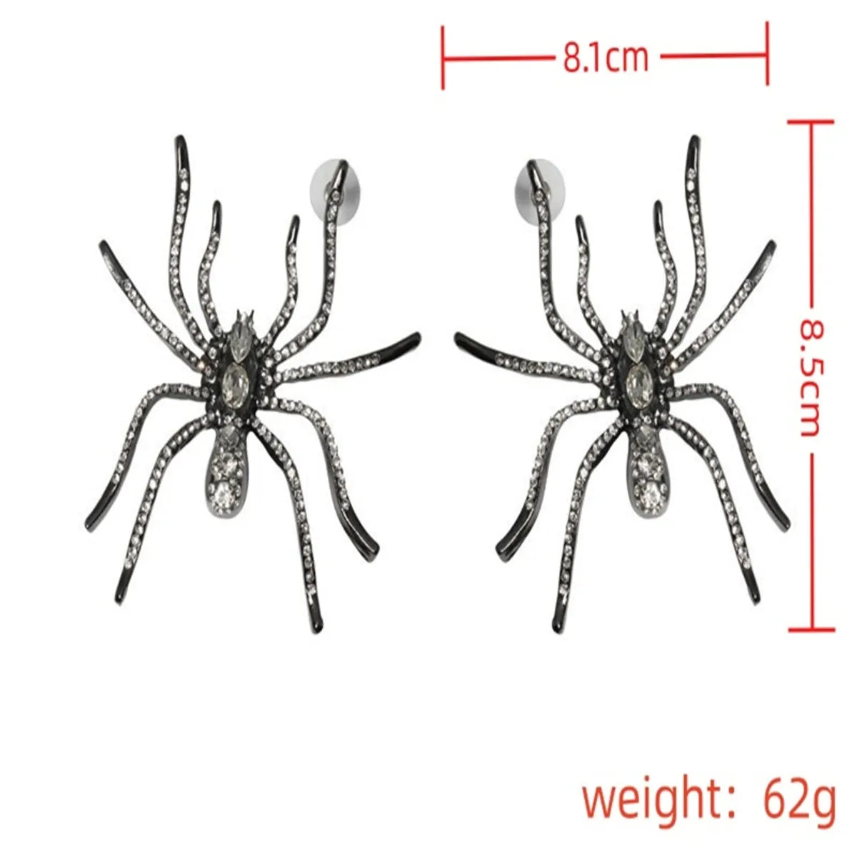 1 Pair Ig Style Exaggerated Spider Plating Inlay Alloy Rhinestones Silver Plated Drop Earrings