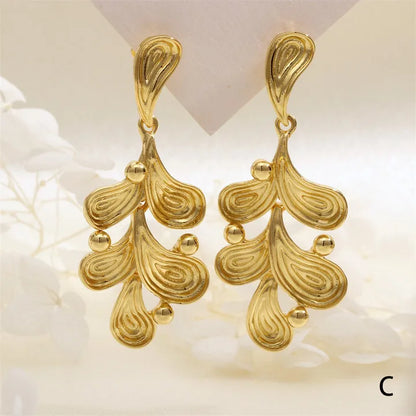 1 Pair IG Style Exaggerated Streetwear Water Droplets Bow Knot Three-Dimensional Copper 18K Gold Plated Drop Earrings Ear Studs