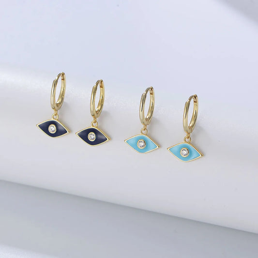 1 Pair Ig Style Eye Epoxy Plating Inlay Sterling Silver Zircon 14k Gold Plated Drop Earrings