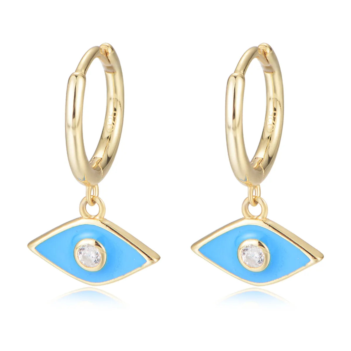 1 Pair Ig Style Eye Epoxy Plating Inlay Sterling Silver Zircon 14k Gold Plated Drop Earrings