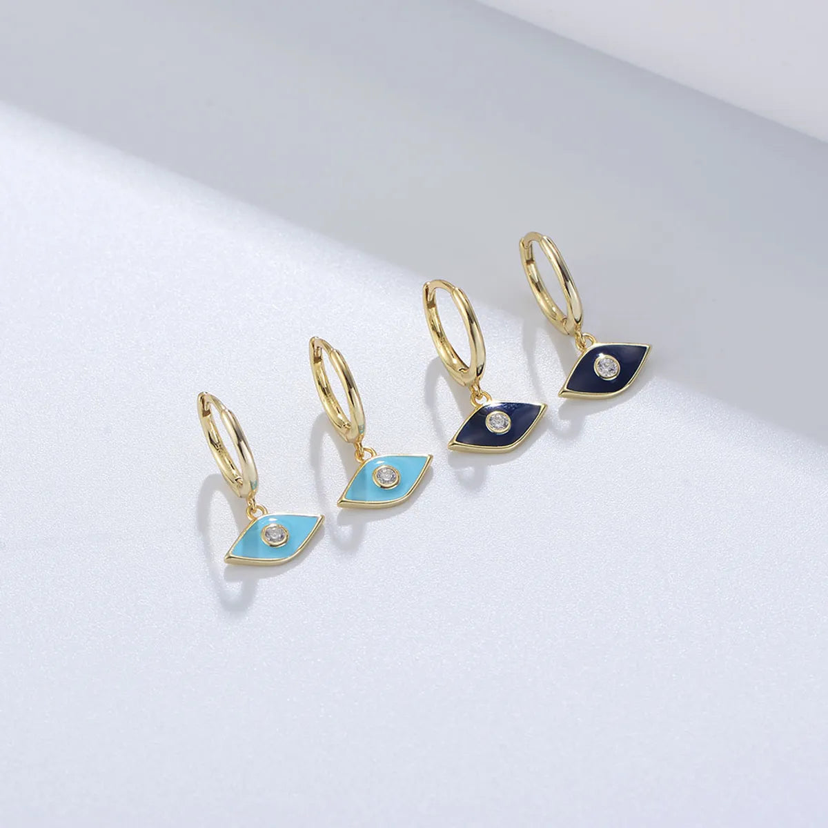 1 Pair Ig Style Eye Epoxy Plating Inlay Sterling Silver Zircon 14k Gold Plated Drop Earrings