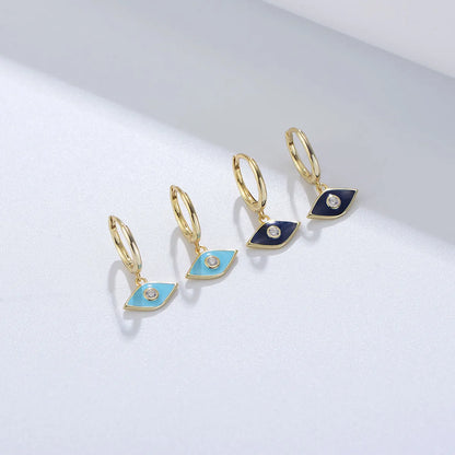 1 Pair Ig Style Eye Epoxy Plating Inlay Sterling Silver Zircon 14k Gold Plated Drop Earrings