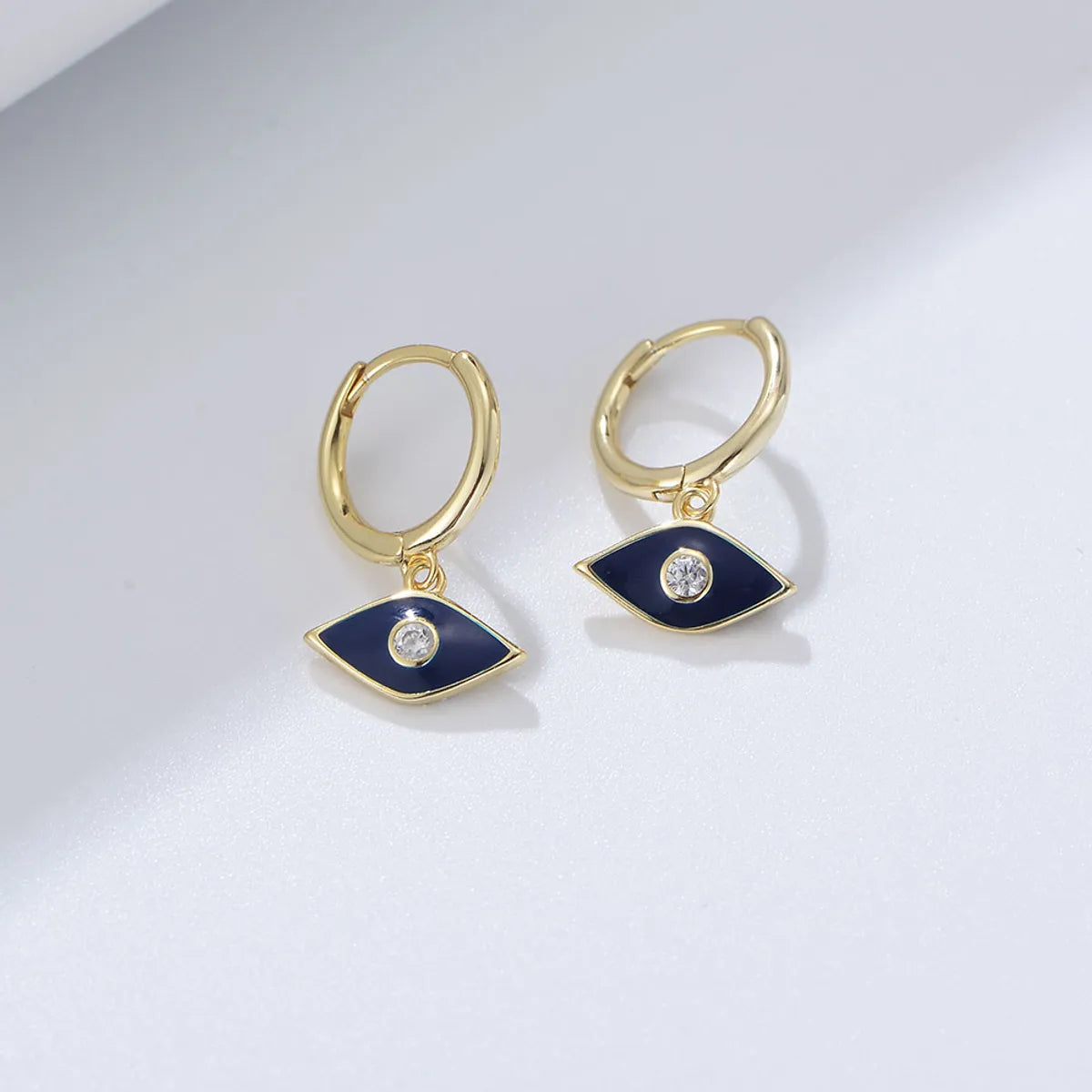 1 Pair Ig Style Eye Epoxy Plating Inlay Sterling Silver Zircon 14k Gold Plated Drop Earrings