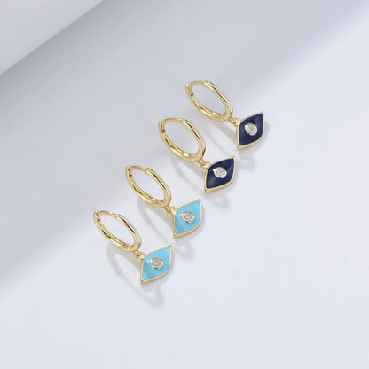 1 Pair Ig Style Eye Epoxy Plating Inlay Sterling Silver Zircon 14k Gold Plated Drop Earrings