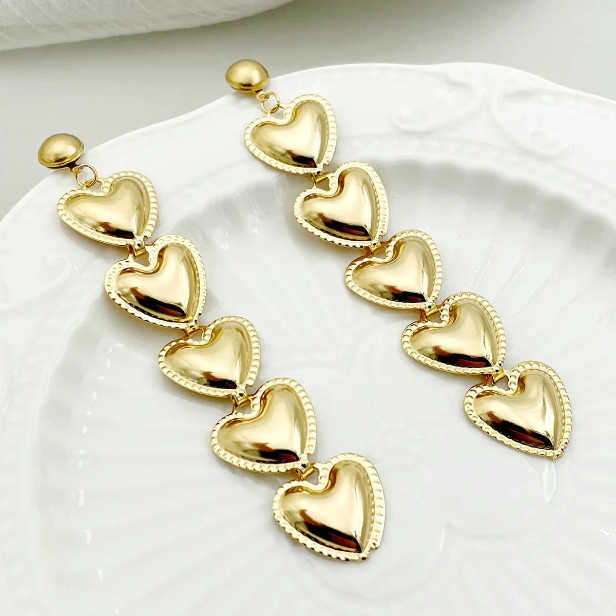 1 Pair IG Style Fairy Style Korean Style Leaves Heart Shape Feather 304 Stainless Steel 14K Gold Plated Drop Earrings