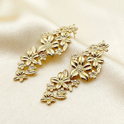 1 Pair IG Style Fairy Style Korean Style Leaves Heart Shape Feather 304 Stainless Steel 14K Gold Plated Drop Earrings