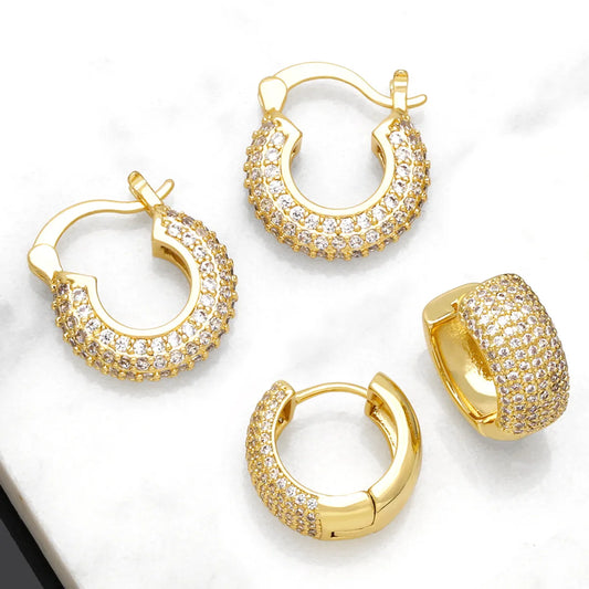 1 Pair Ig Style Fashion Simple Style Round Plating Inlay Copper Zircon 18k Gold Plated Earrings