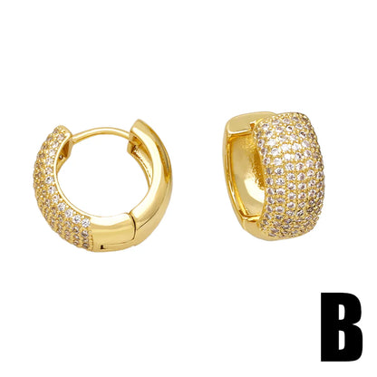 1 Pair Ig Style Fashion Simple Style Round Plating Inlay Copper Zircon 18k Gold Plated Earrings