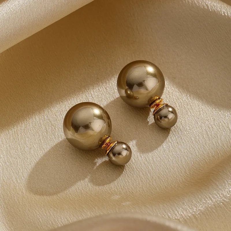 1 Pair Ig Style Fashion Simple Style Solid Color Plating Metal Imitation Pearl Copper Ear Studs