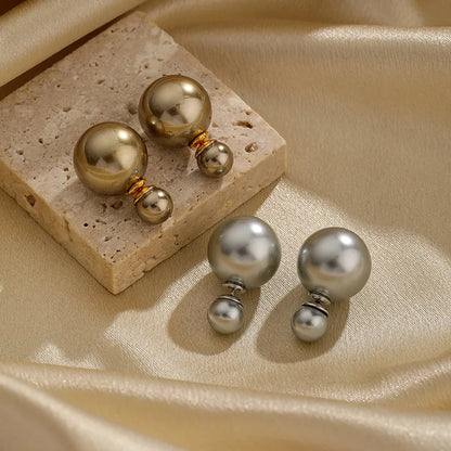 1 Pair Ig Style Fashion Simple Style Solid Color Plating Metal Imitation Pearl Copper Ear Studs