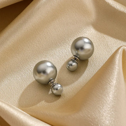 1 Pair Ig Style Fashion Simple Style Solid Color Plating Metal Imitation Pearl Copper Ear Studs