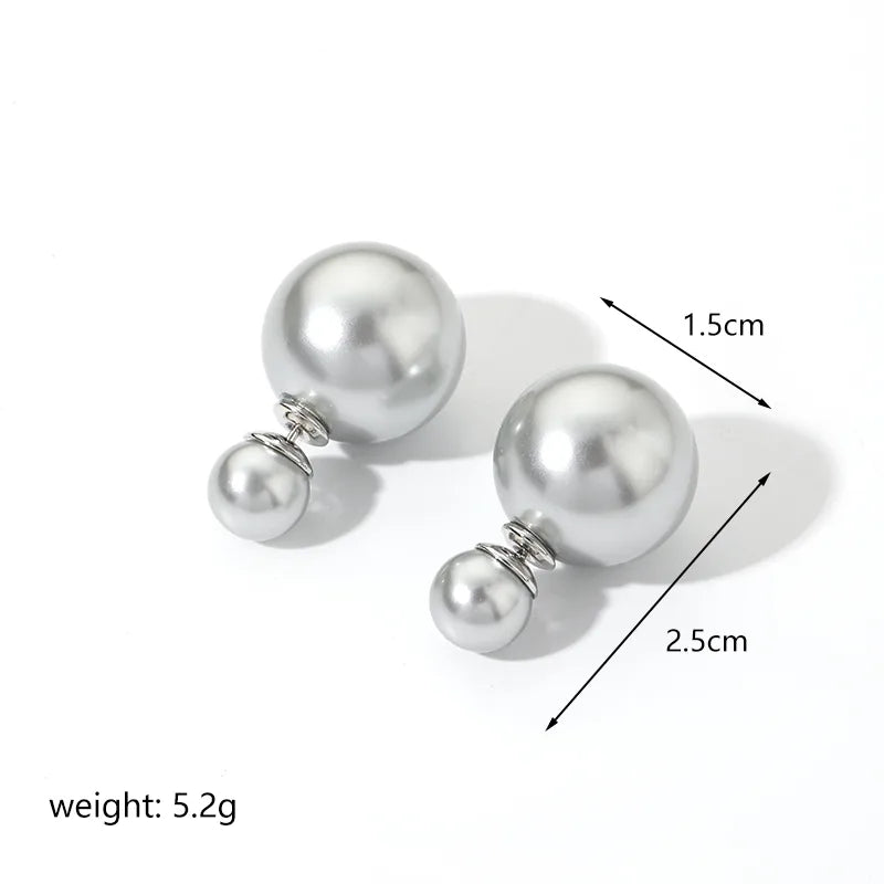 1 Pair Ig Style Fashion Simple Style Solid Color Plating Metal Imitation Pearl Copper Ear Studs